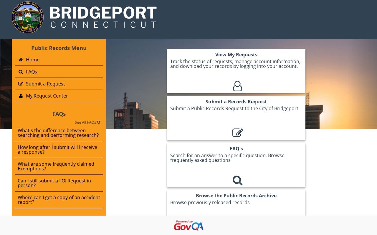 Bridgeport arrest records City of Bridgeport FOI portal