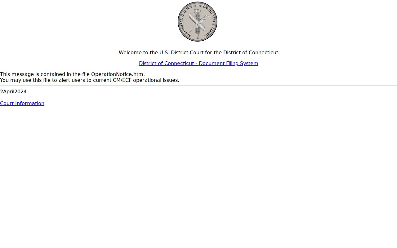 Bridgeport court dockets District of Connecticut CM ECF access