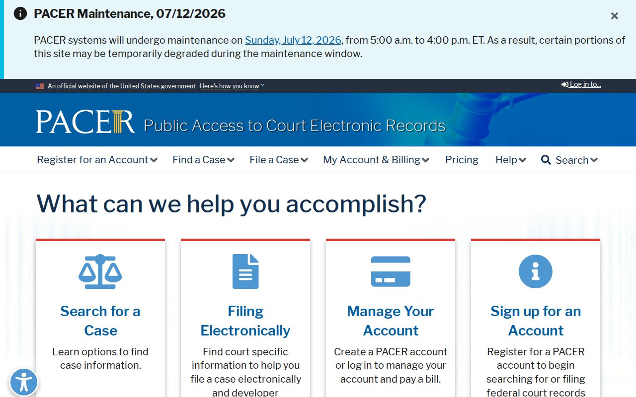 Bridgeport court dockets PACER federal docket access