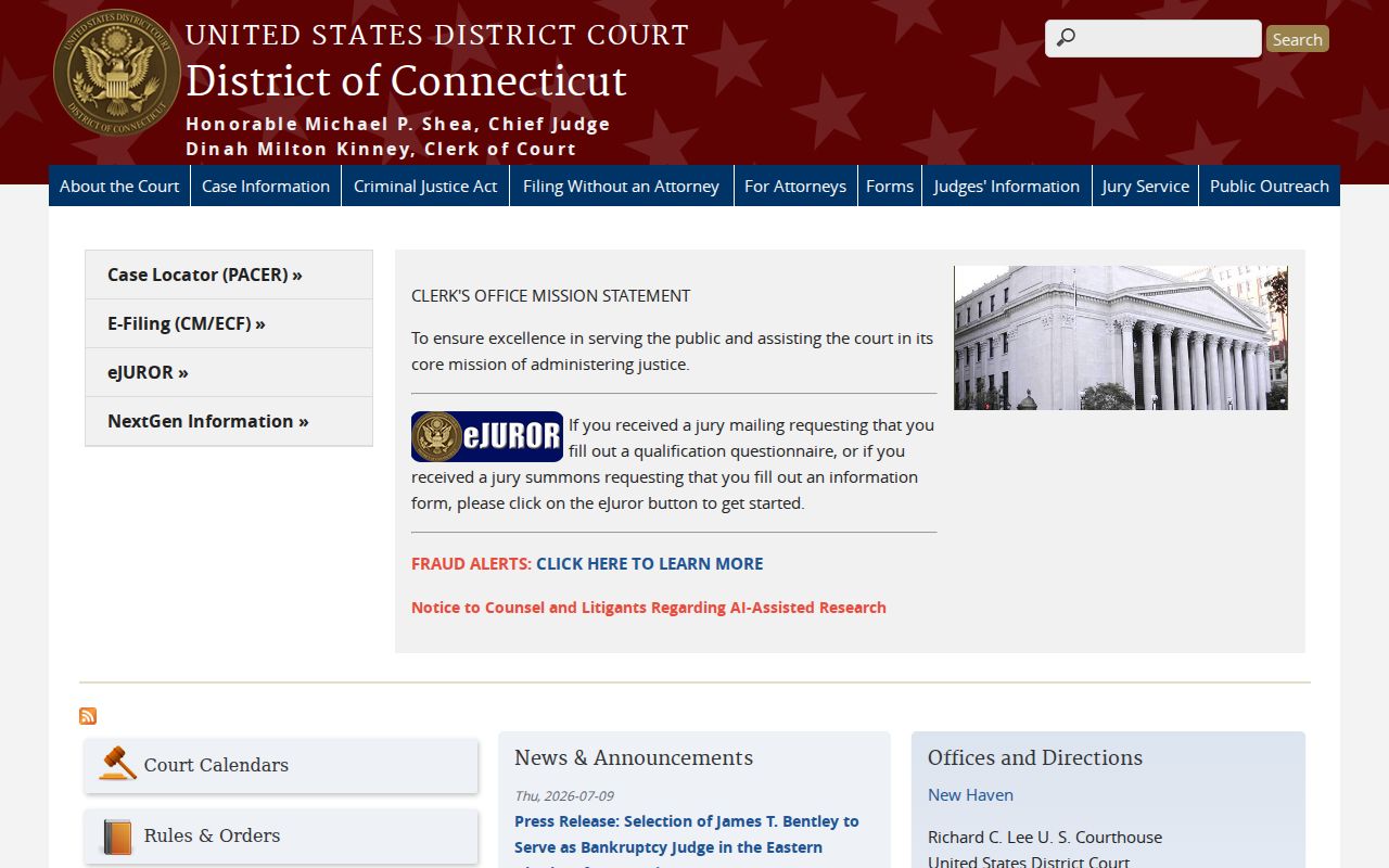Bridgeport court dockets U.S. District Court District of Connecticut