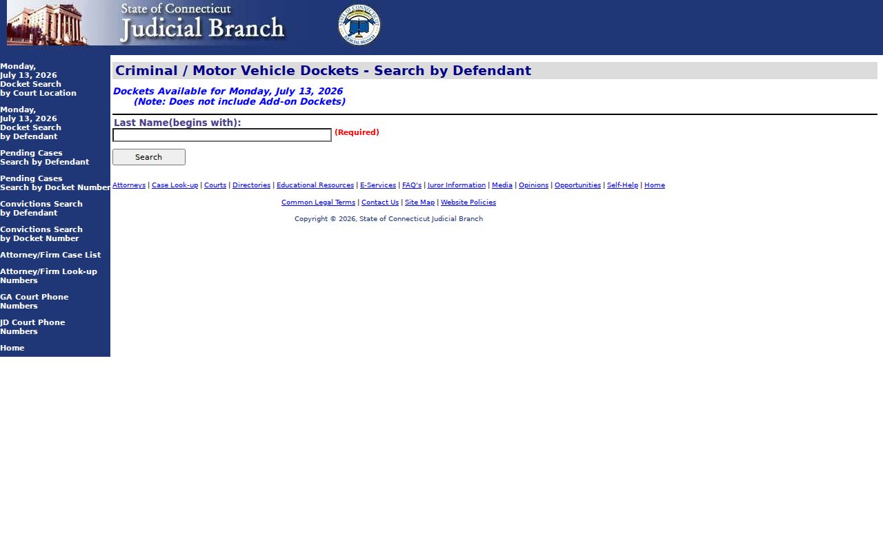 Bridgeport court records criminal and motor vehicle pending case search