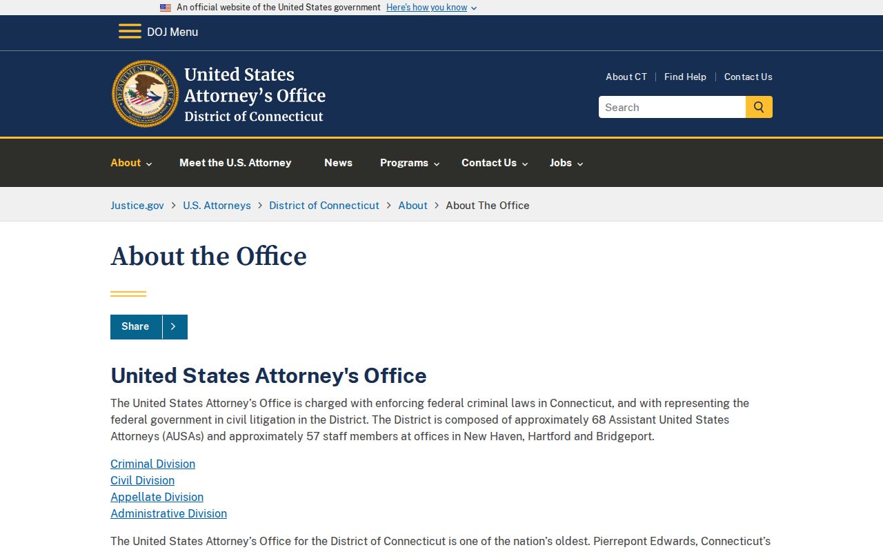 Bridgeport criminal court records U.S. Attorney Office District of Connecticut