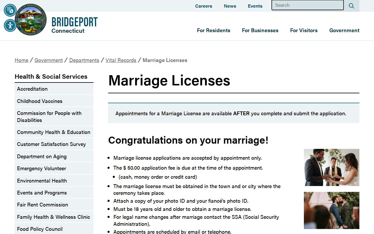 Bridgeport marriage records marriage license page