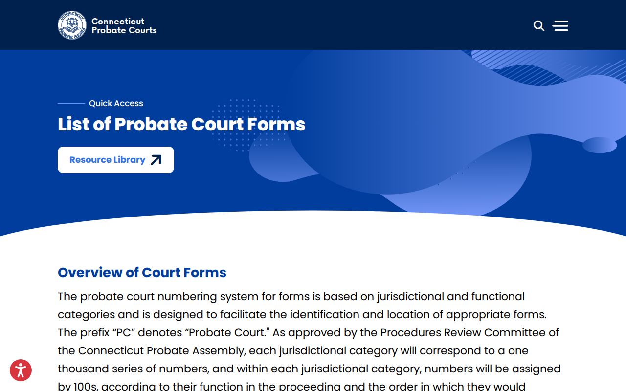 Bridgeport probate records Probate Courts forms list